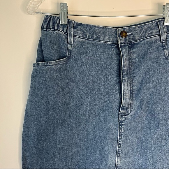 Vintage 90s Denim & Co Light Medium Wash Midi Length Denim Jean Skirt - Picture 2 of 10